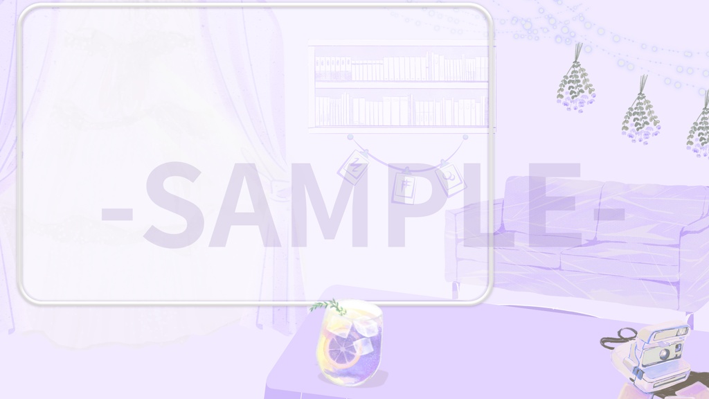 VTuber用 配信画面セット チルめな背景(紫×白)オーバーレイ