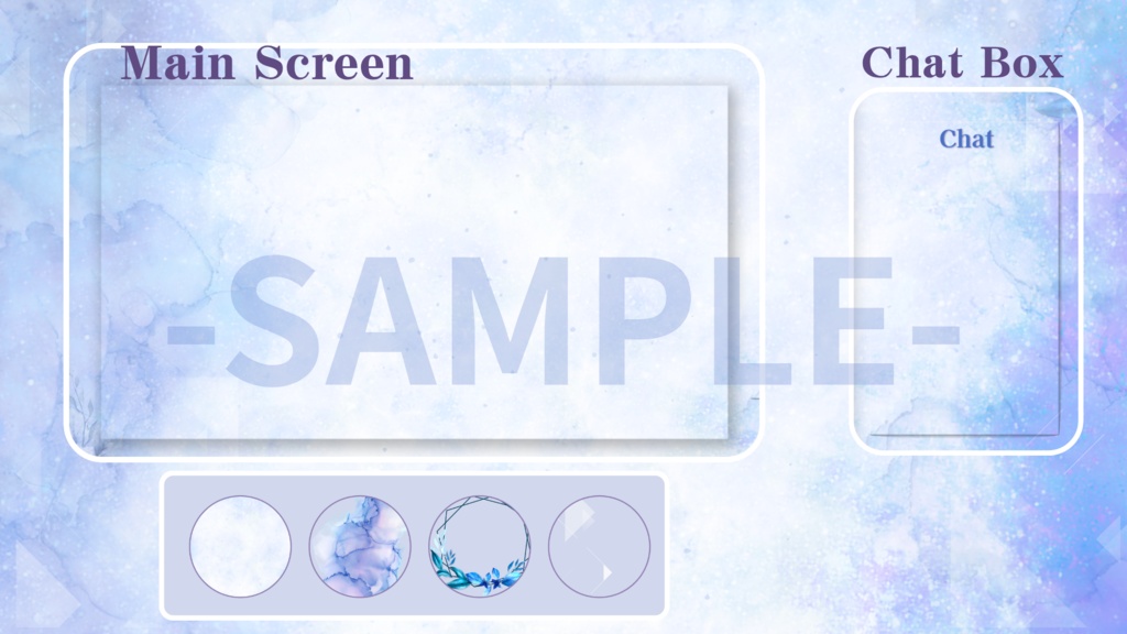 VTuber配信画面　水色×白きれいめ背景