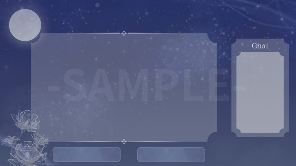 VTuber配信画面 夜・星空・落ち着き系(ネイビー)