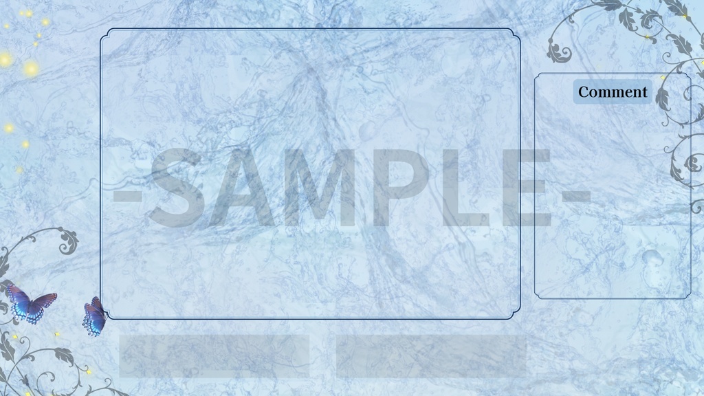 透明感ブルーマーブル|幻想バタフライ配信画面素材