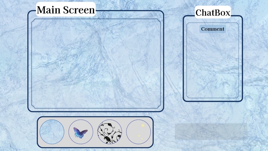 透明感ブルーマーブル｜幻想バタフライ配信画面素材