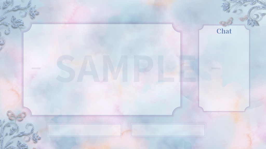 ふんわりパステル ×フラワー装飾|配信画面セット・背景のみあり(ミント×ラベンダー)