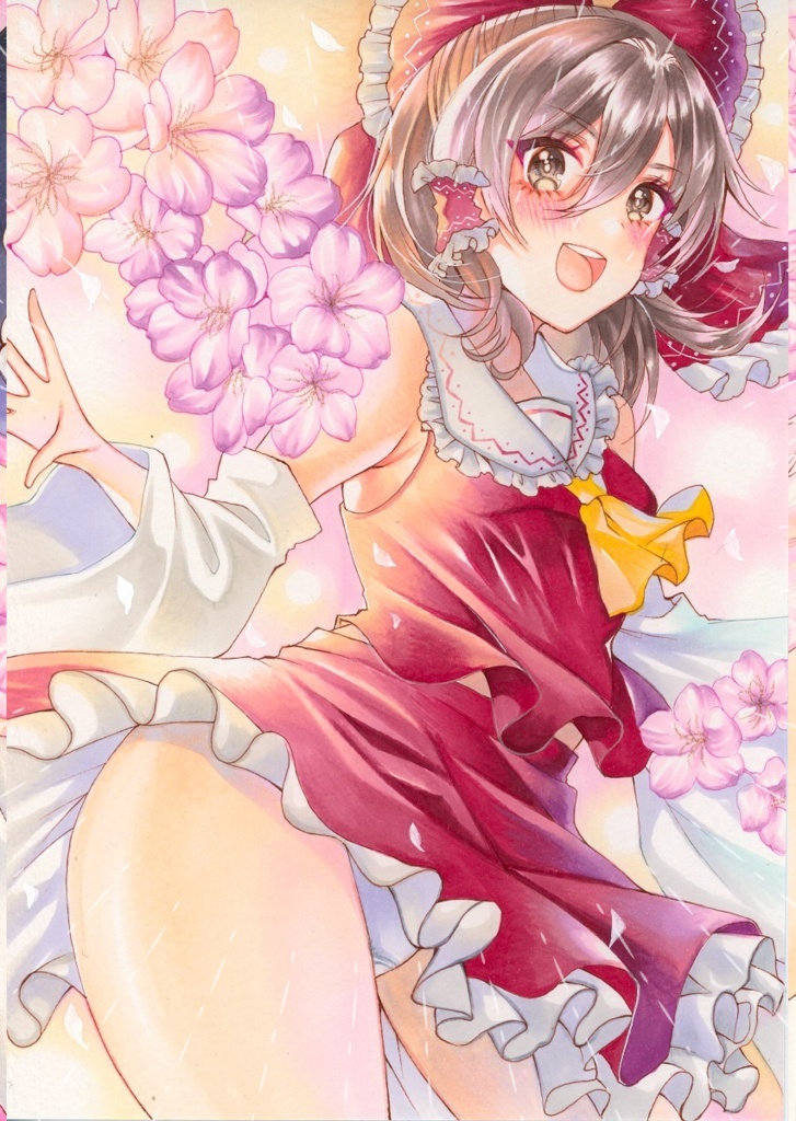 博麗霊夢＊東方Project＊手描きイラスト＊A5