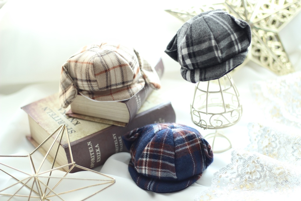 ❁⃘*.ﾟチェックキャスケット わんにゃんver. ❁⃘*.ﾟ