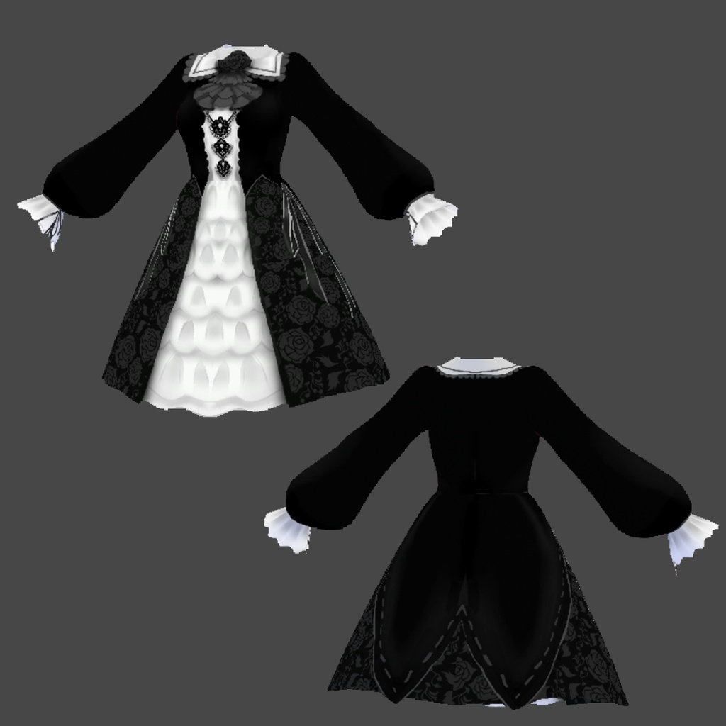 【VRoid用テクスチャ】ゴシックワンピース/ドレス