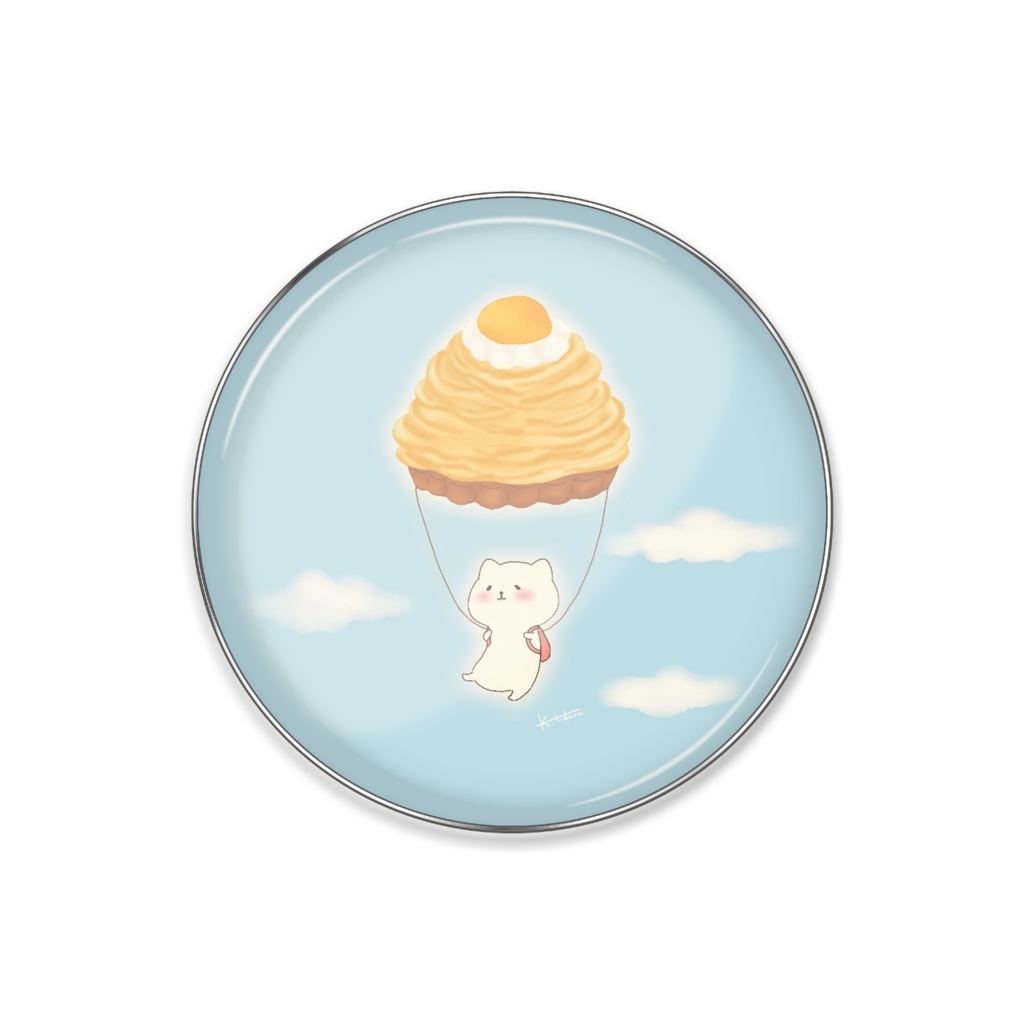 〈くったりにゃんこのモンブラン飛行／青空〉ピンバッジ