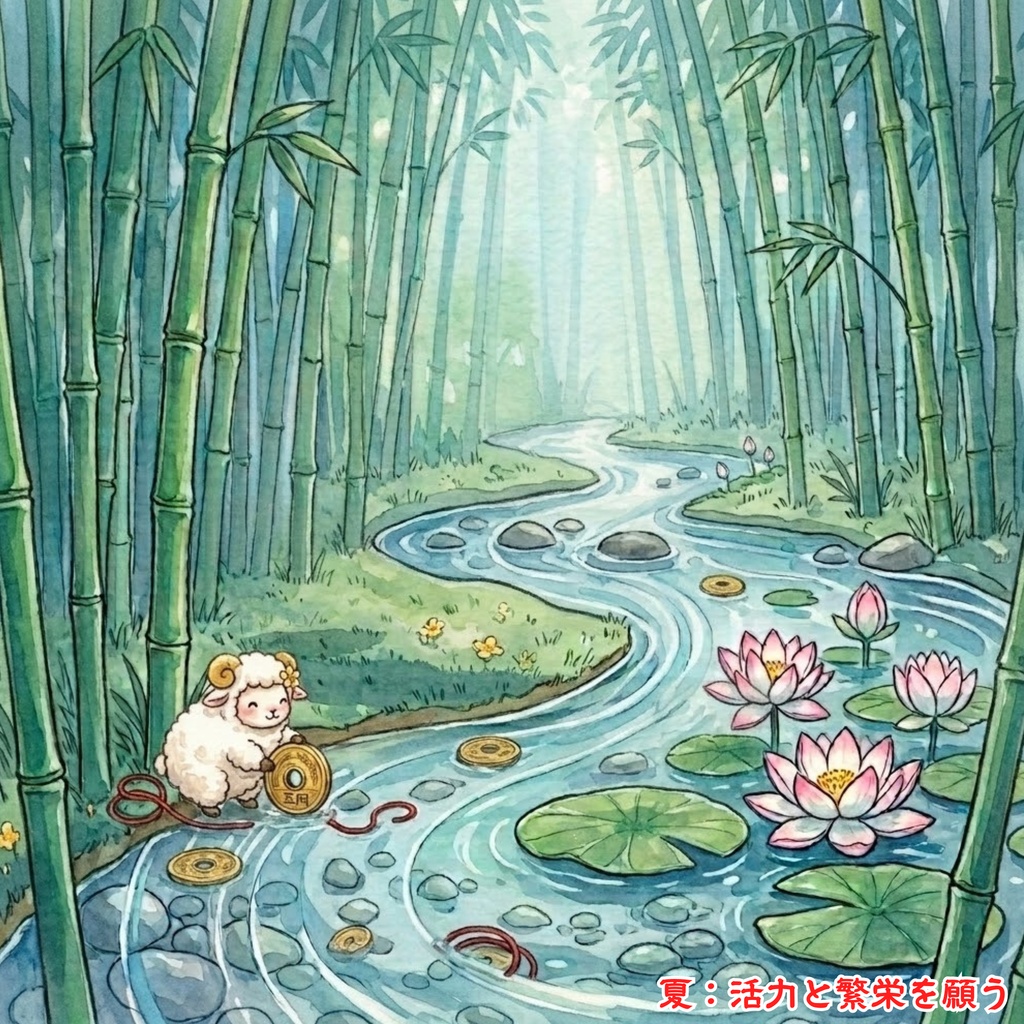 四季を巡る開運ひつじイラスト5枚セット