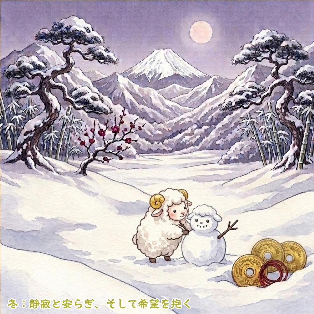 四季を巡る開運ひつじイラスト5枚セット
