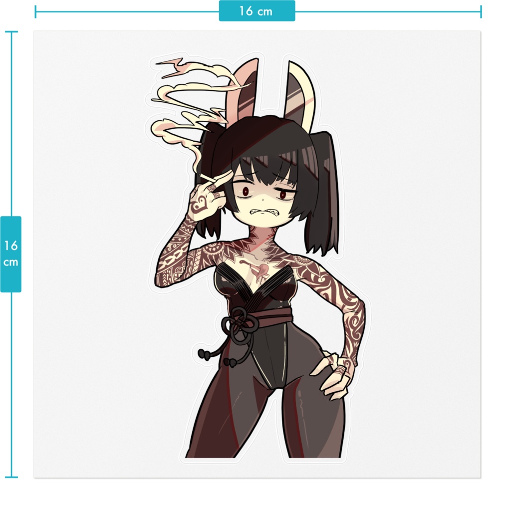 きりたん(デトロイトのすがた)クリアステッカー