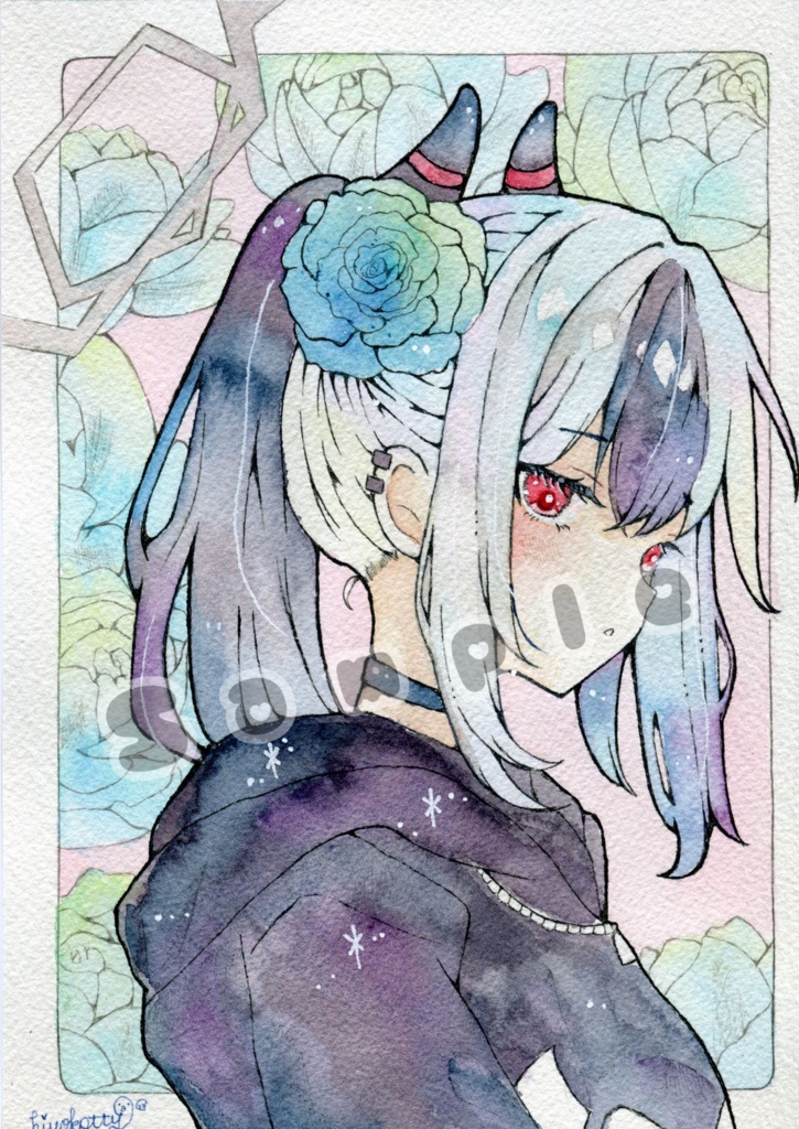 【原画A5サイズ】ブルーアーカイブ 鬼方カヨコ