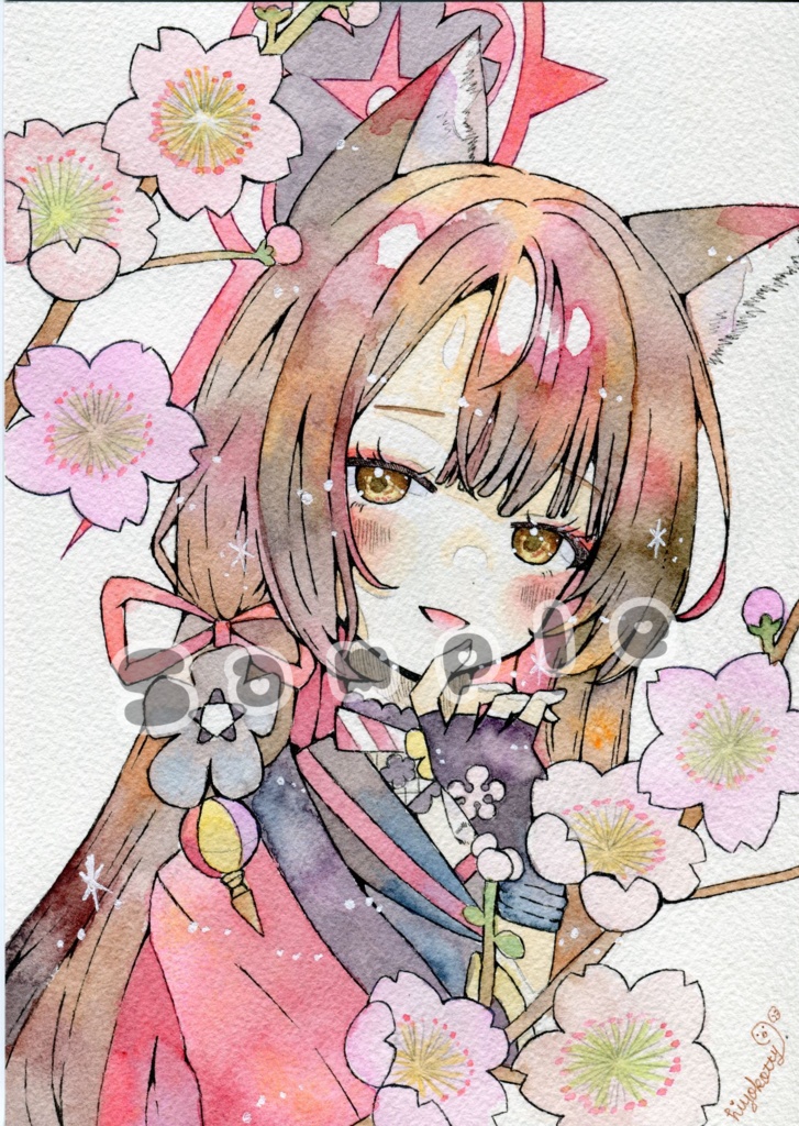 【原画A5サイズ】ブルーアーカイブ 狐坂ワカモ