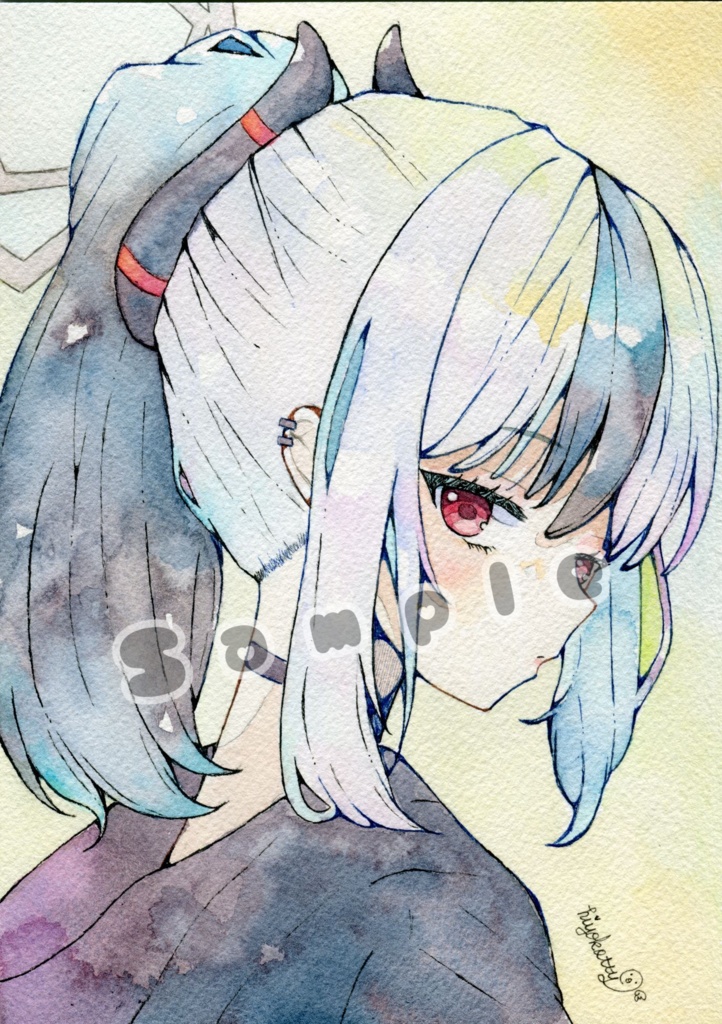 【原画A5サイズ】ブルーアーカイブ 鬼方カヨコ