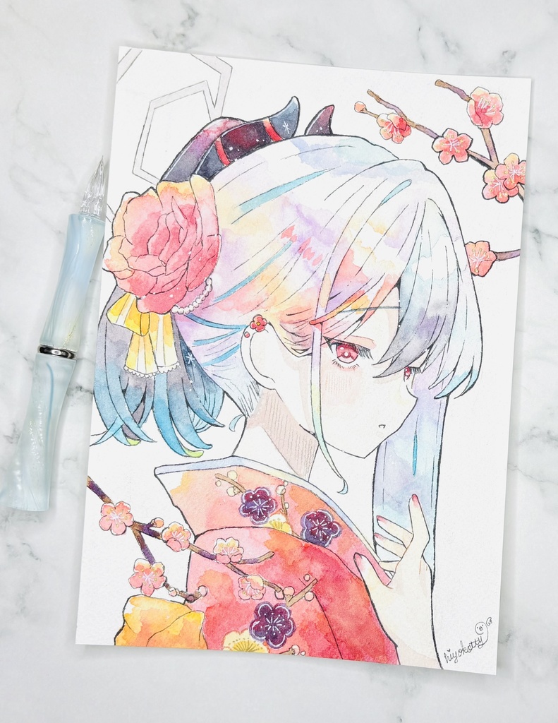 【原画A5サイズ】ブルーアーカイブ 　鬼方カヨコ