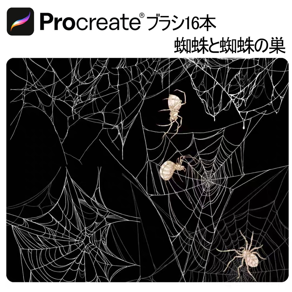 蜘蛛の巣ブラシ16本 【iPad Procreate用】