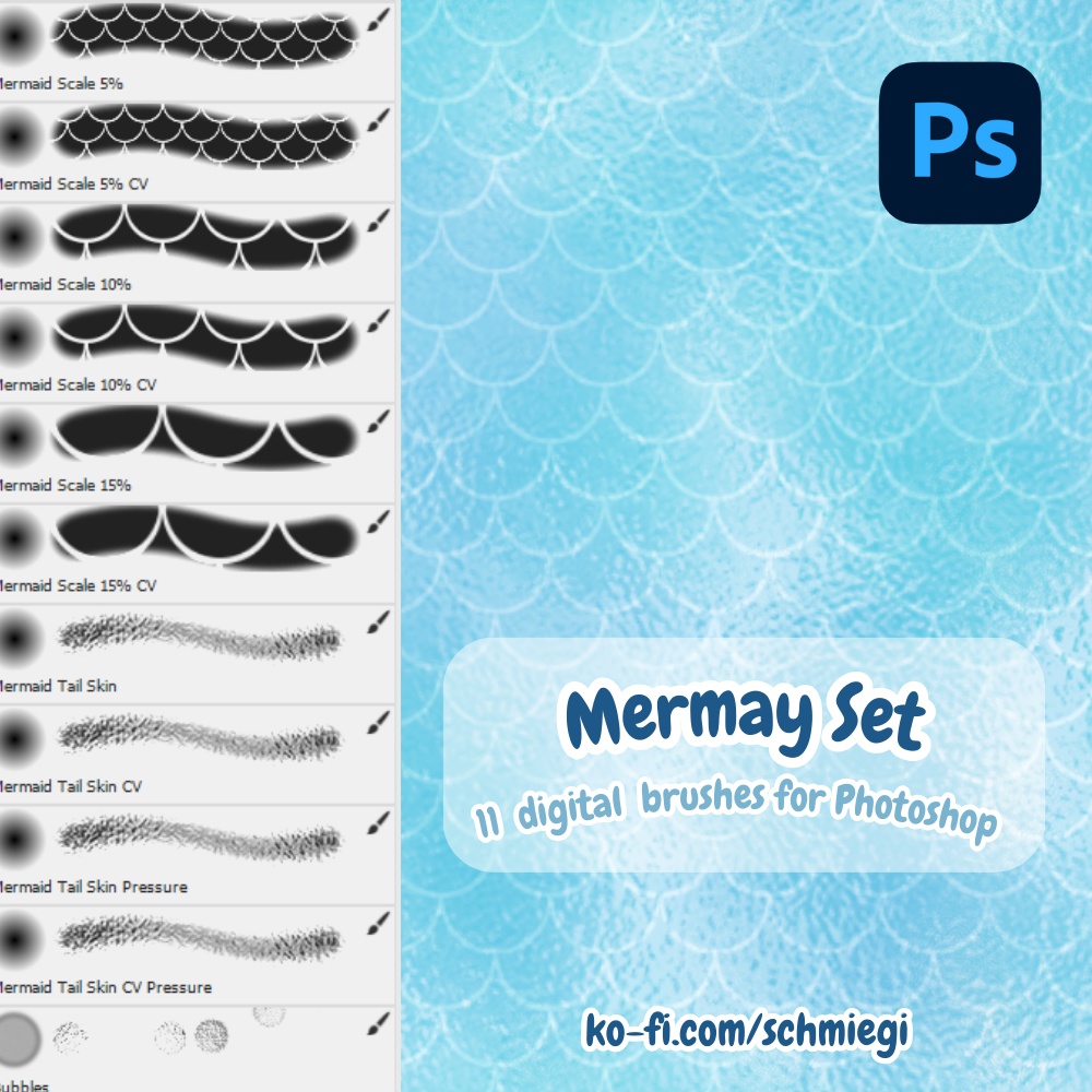 [Free Download] Mermaid Scales - Photoshop Brushes