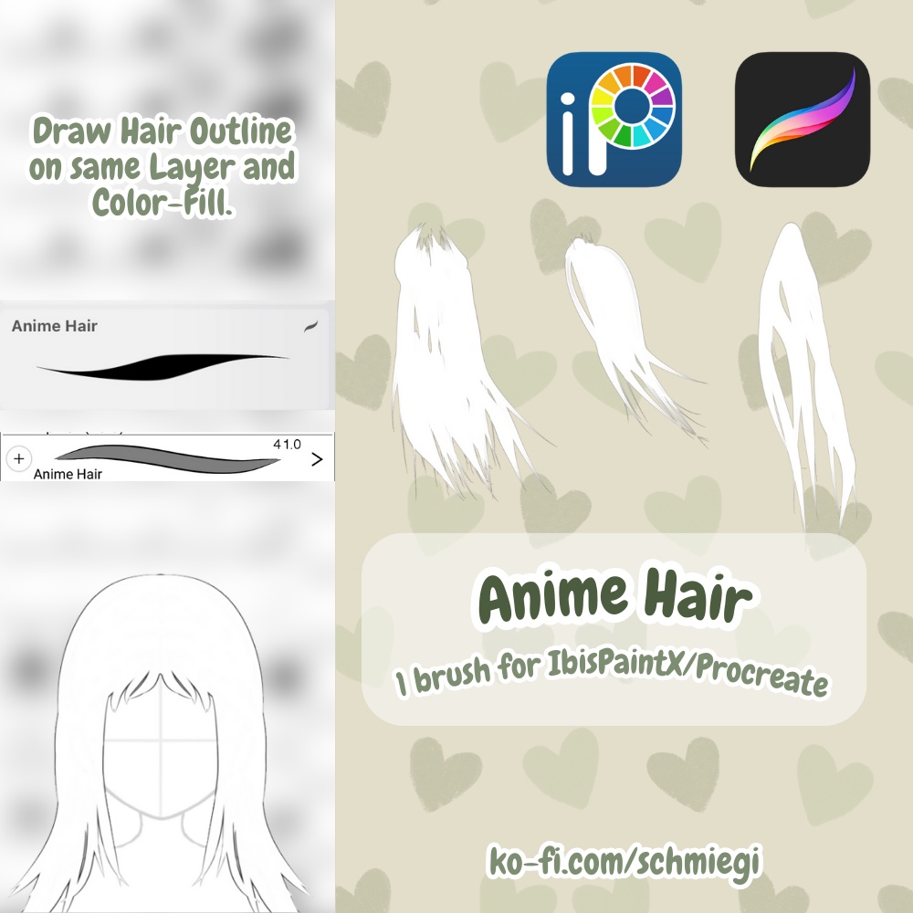 [Free Download] Anime Hair - IbisPaintX / Procreate Brushes