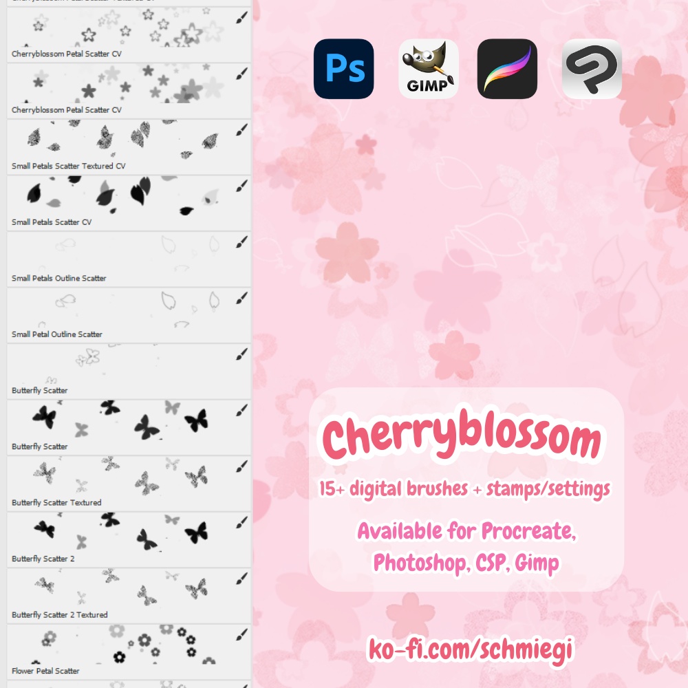 Cherryblossom Brushes (PS, CSP, Gimp, Procreate)