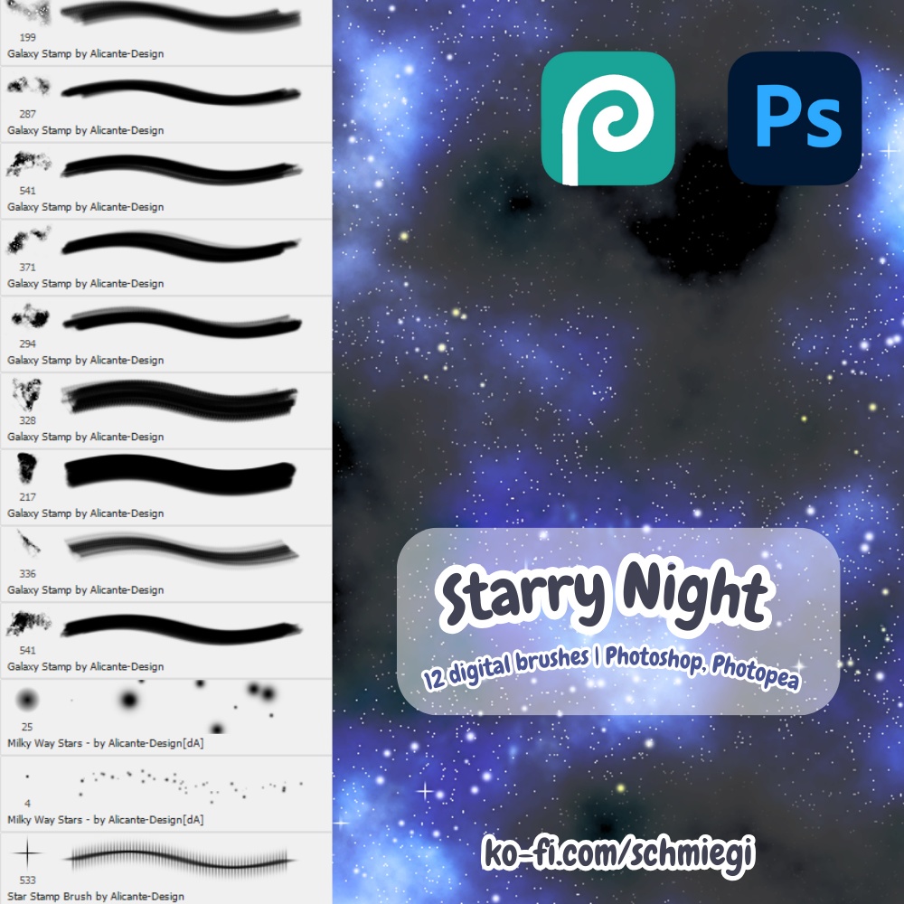 Galaxy Brush Set for Photopea, Photoshop