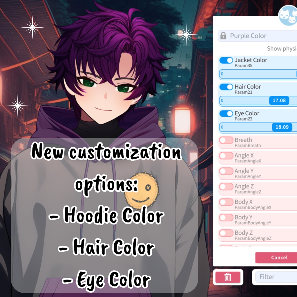 VTuber | Ben v2, the hoody lover | 22 emotions / toggles | Live2d model for Vtube Studio premade for streaming twitch, youtube, kick....