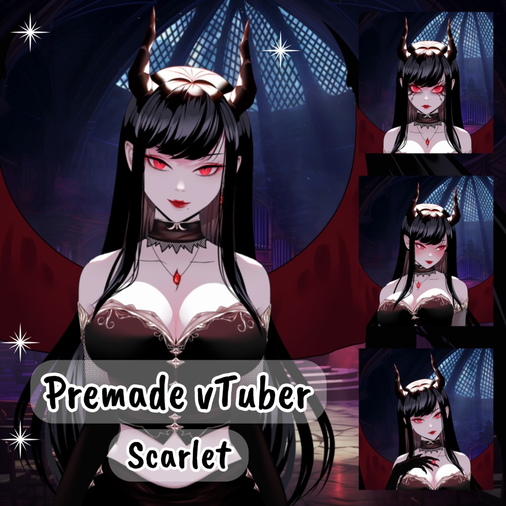 VTuber | Scarlet, the succubus | 13 emotions / toggles | Live2d model for Vtube Studio premade and streaming twitch, youtube, kick