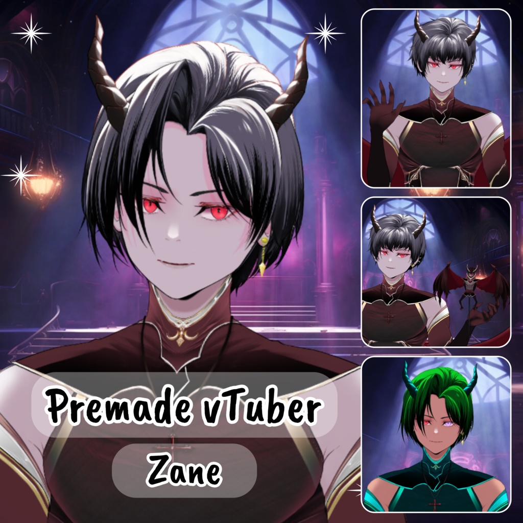 VTuber | Zane, the incubus  | 20 emotions / toggles | Live2d model for Vtube Studio premade for streaming twitch, youtube, kick...