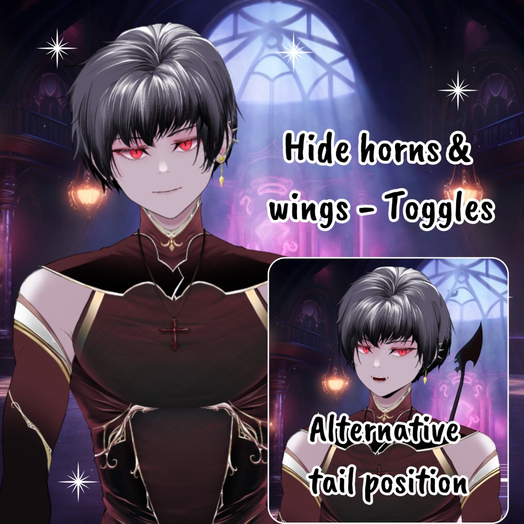 VTuber | Zane, the incubus | 20 emotions / toggles | Live2d model for Vtube Studio premade for streaming twitch, youtube, kick...