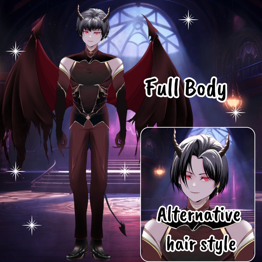 VTuber | Zane, the incubus | 20 emotions / toggles | Live2d model for Vtube Studio premade for streaming twitch, youtube, kick...