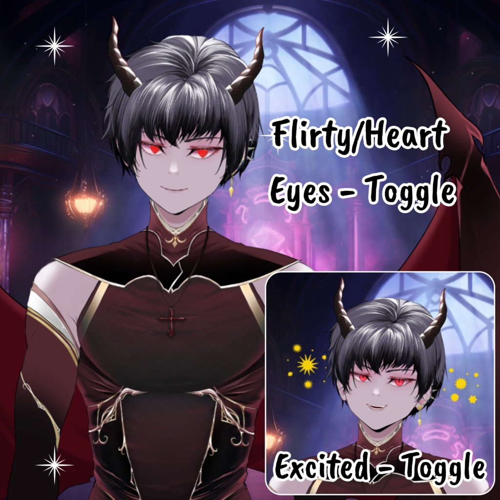 VTuber | Zane, the incubus | 20 emotions / toggles | Live2d model for Vtube Studio premade for streaming twitch, youtube, kick...