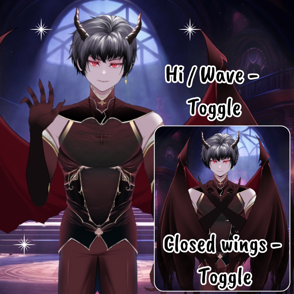 VTuber | Zane, the incubus | 20 emotions / toggles | Live2d model for Vtube Studio premade for streaming twitch, youtube, kick...