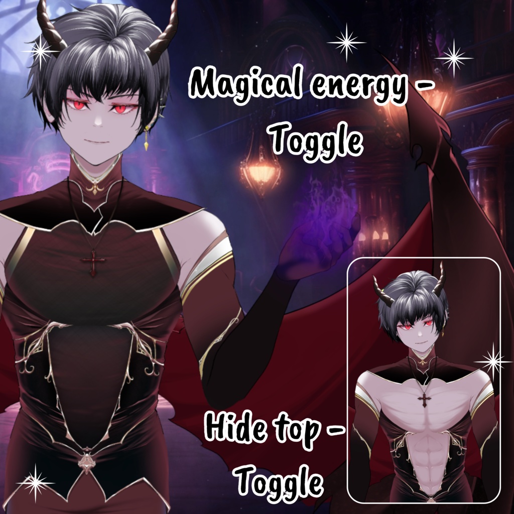 VTuber | Zane, the incubus | 20 emotions / toggles | Live2d model for Vtube Studio premade for streaming twitch, youtube, kick...