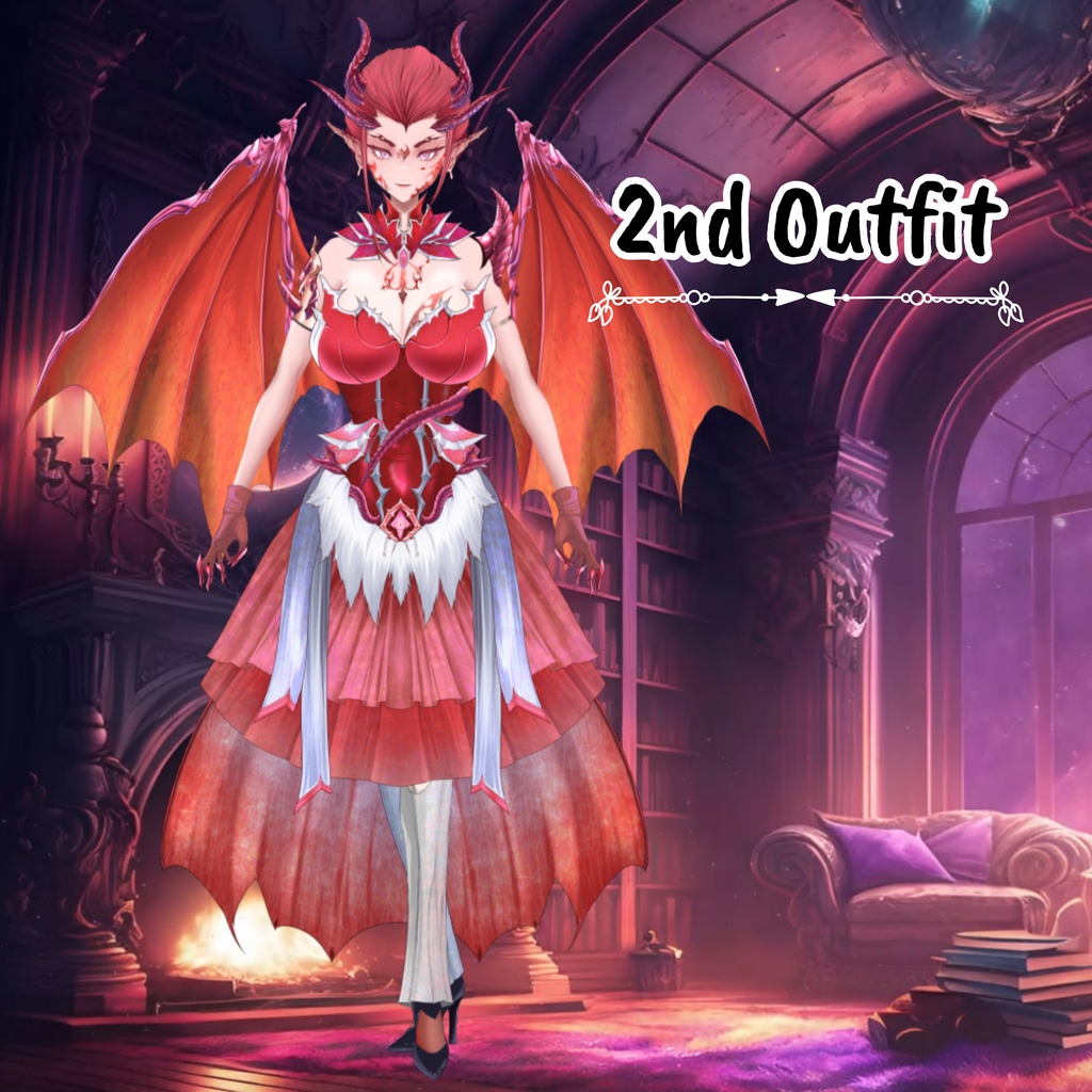 VTuber | Nyzzayth, the fire dragon queen | >15 emotions / toggles | Live2d premade model for Vtube Studio, streaming on twitch, kick,youtube