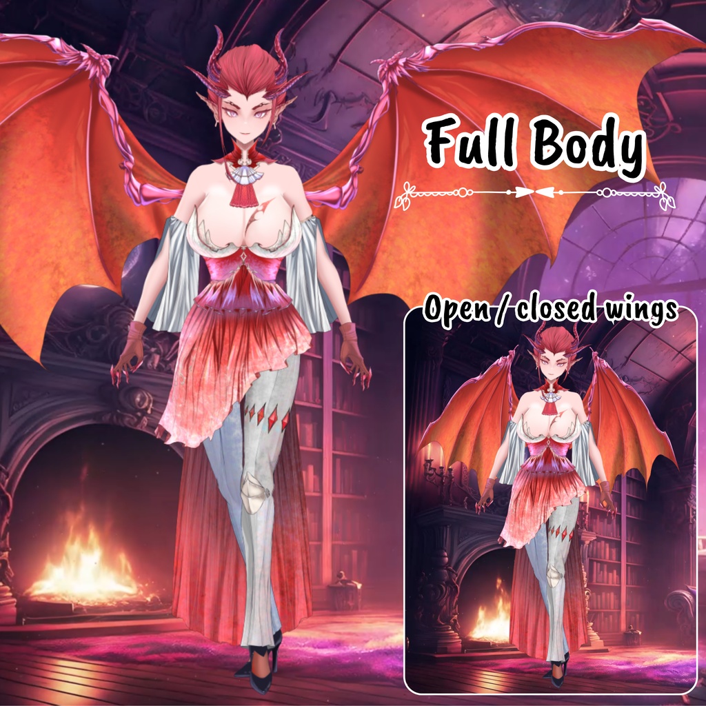 VTuber | Nyzzayth, the fire dragon queen | >15 emotions / toggles | Live2d premade model for Vtube Studio, streaming on twitch, kick,youtube