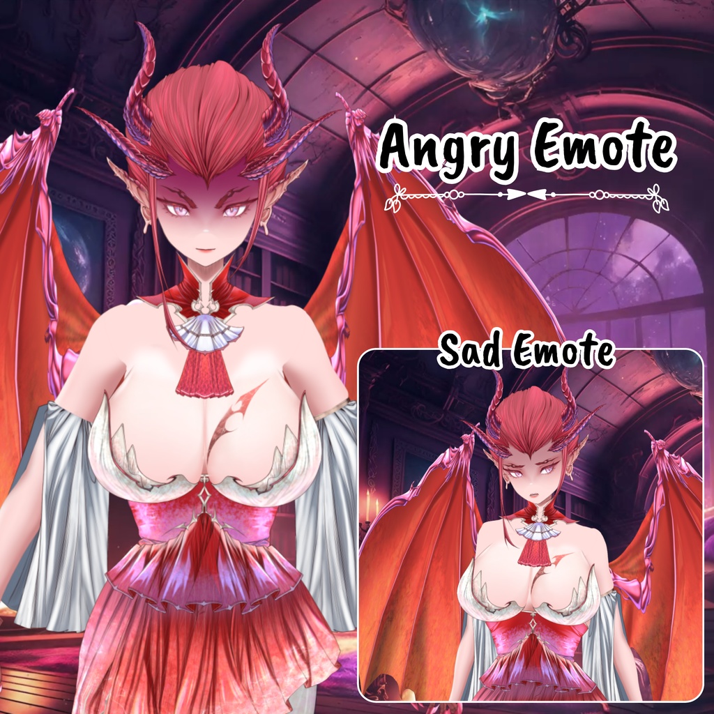 VTuber | Nyzzayth, the fire dragon queen | >15 emotions / toggles | Live2d premade model for Vtube Studio, streaming on twitch, kick,youtube