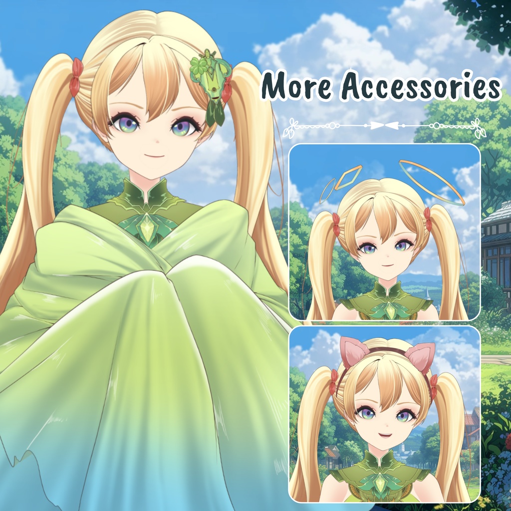 VTuber | Asella, the daughter of the forest | >15 emotes/toggles | Live2d premade model for Vtube Studio, streaming on twitch, kick, youtube