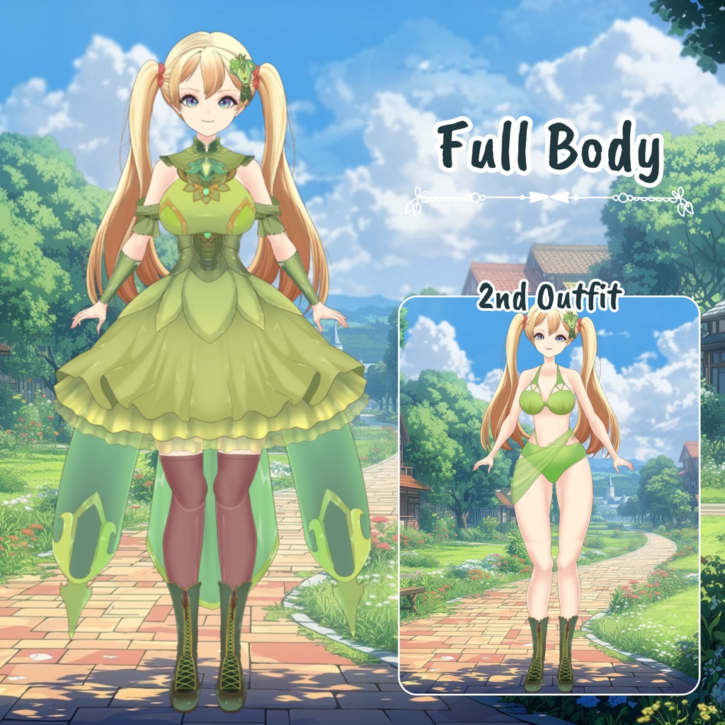 VTuber | Asella, the daughter of the forest | >15 emotes/toggles | Live2d premade model for Vtube Studio, streaming on twitch, kick, youtube