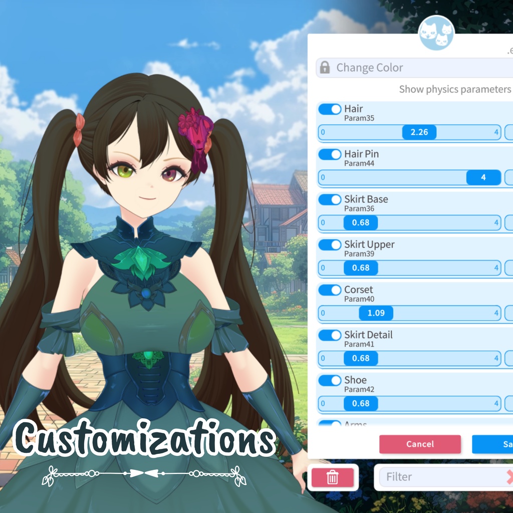 VTuber | Asella, the daughter of the forest | >15 emotes/toggles | Live2d premade model for Vtube Studio, streaming on twitch, kick, youtube