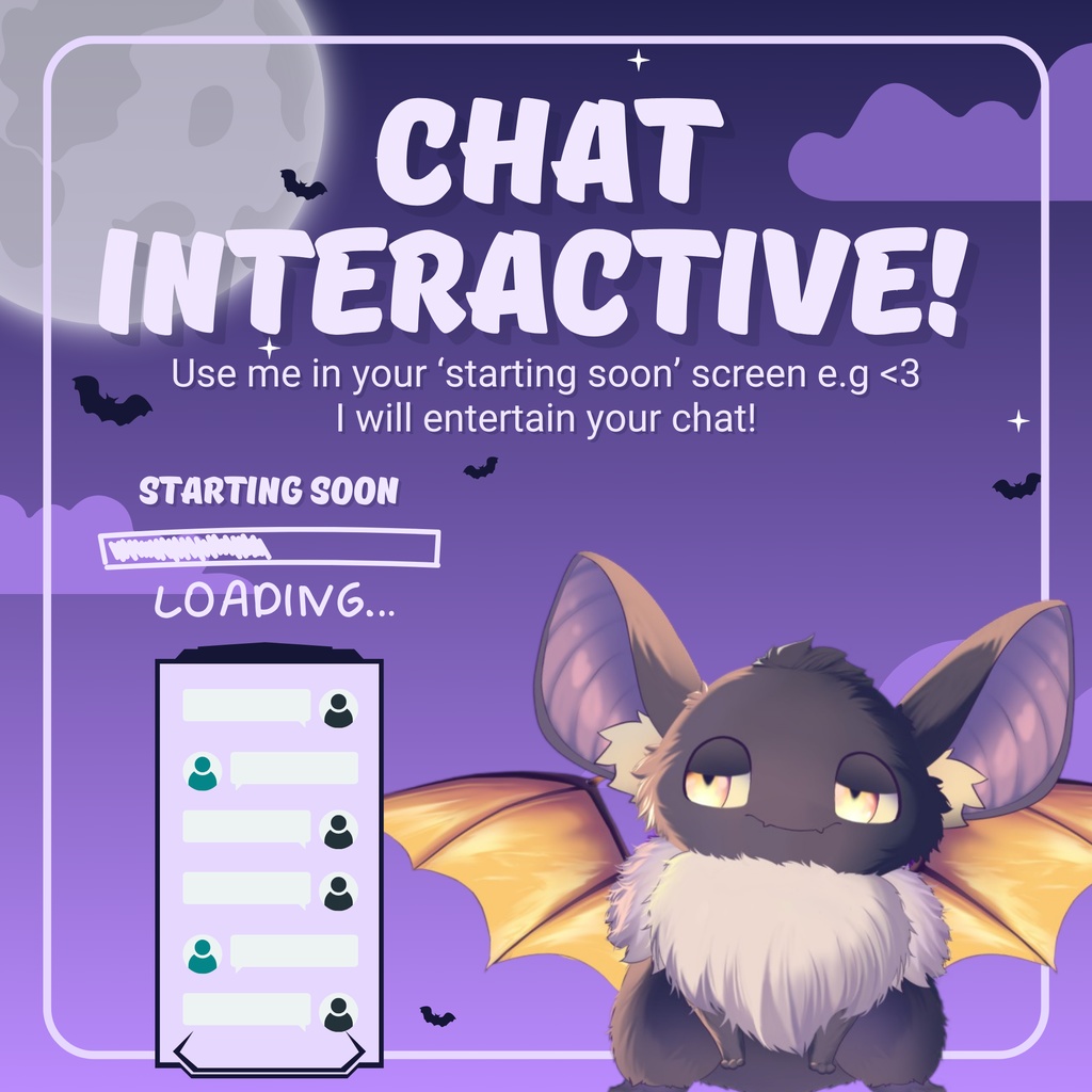 VTUBER ASSET | Cute Bat Mascot | TTS pet | Animated Live2D item for "VTube Studio" | Vts P.O.G. ready | For Streaming on Twitch, Youtube...