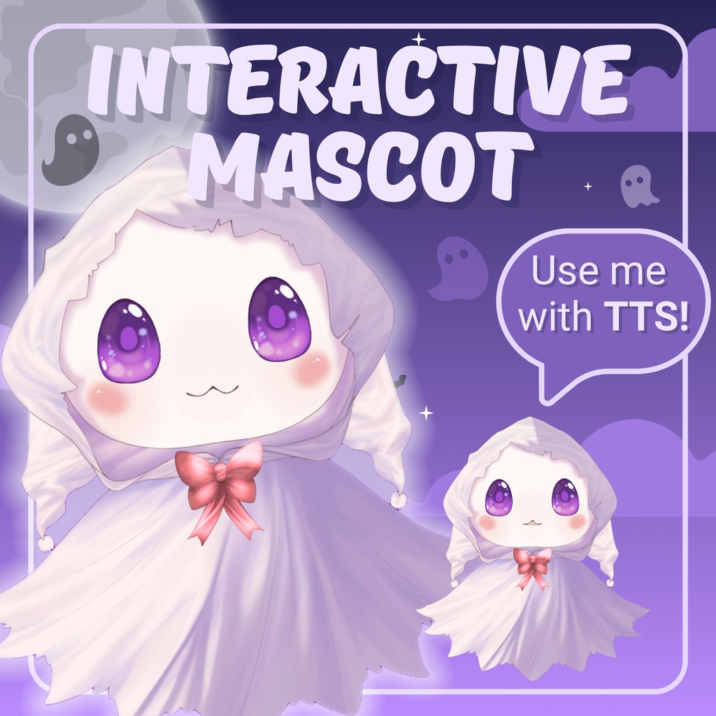 VTUBER ASSET | Spooky Ghost Mascot | TTS pet | Animated Live2D item for "VTube Studio" | Vts P.O.G. ready | Streaming on Twitch, Youtube...