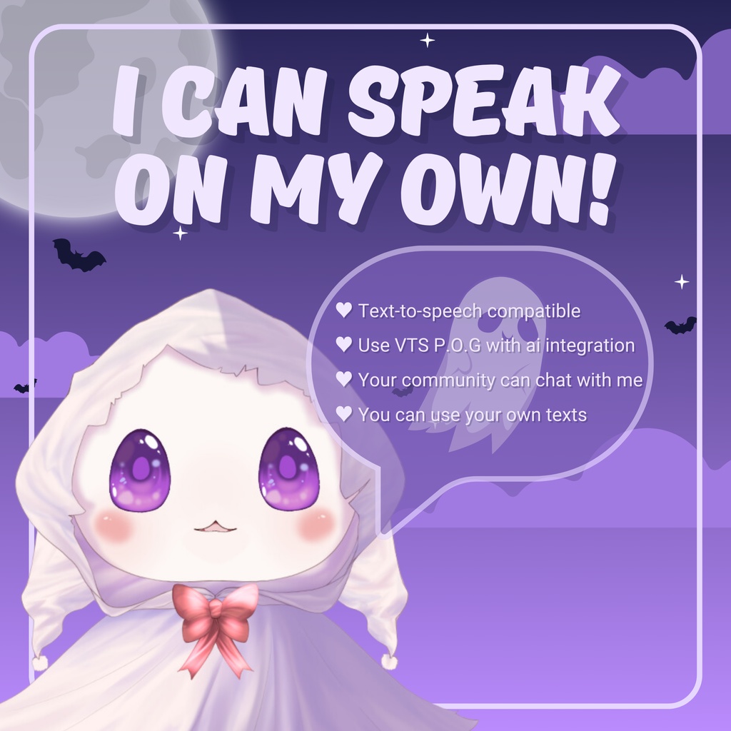 VTUBER ASSET | Spooky Ghost Mascot | TTS pet | Animated Live2D item for "VTube Studio" | Vts P.O.G. ready | Streaming on Twitch, Youtube...