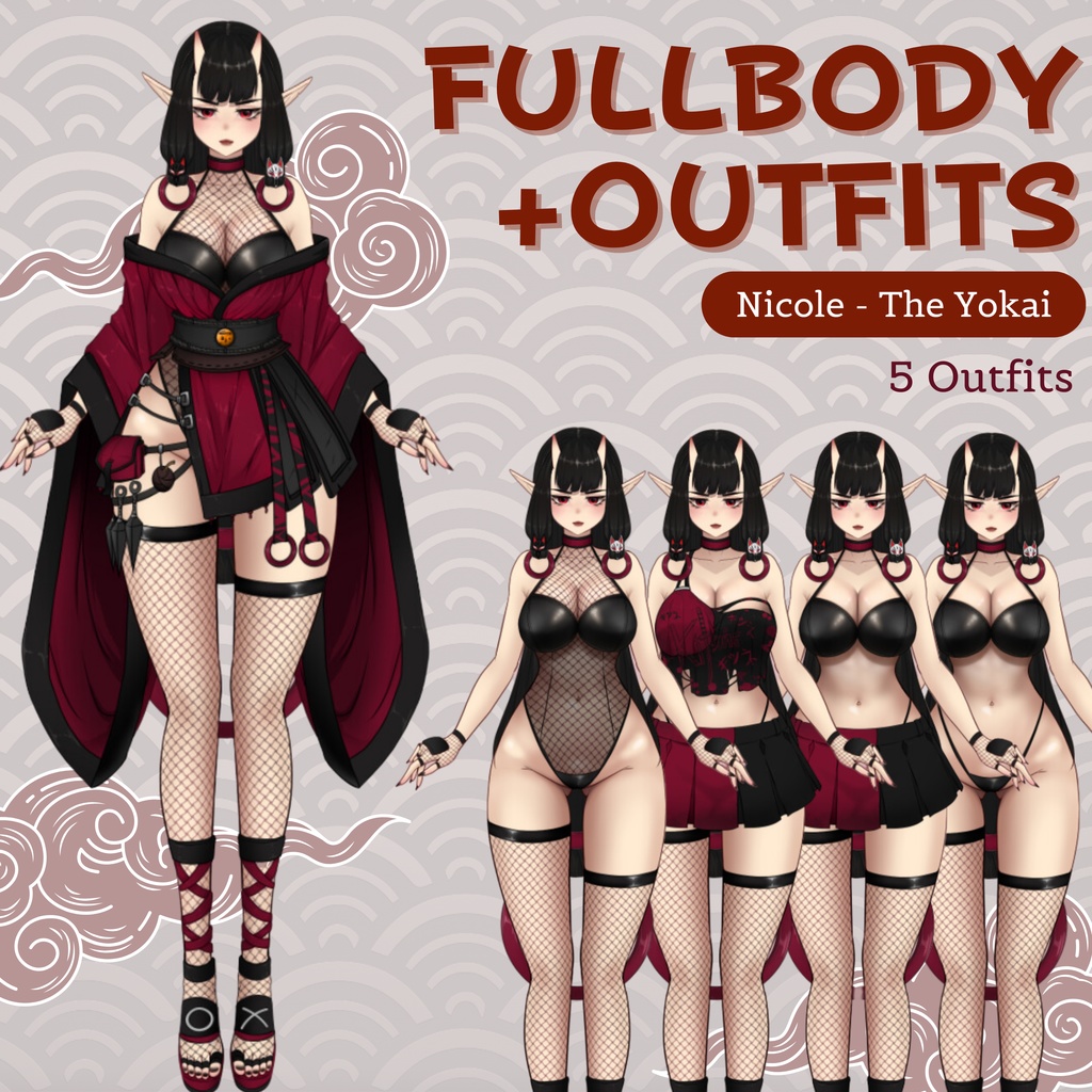 VTuber | Nicole, the yokai | Customizable Live2d premade model for Vtube Studio, streaming on twitch, kick, youtube | >25 emotions / toggles