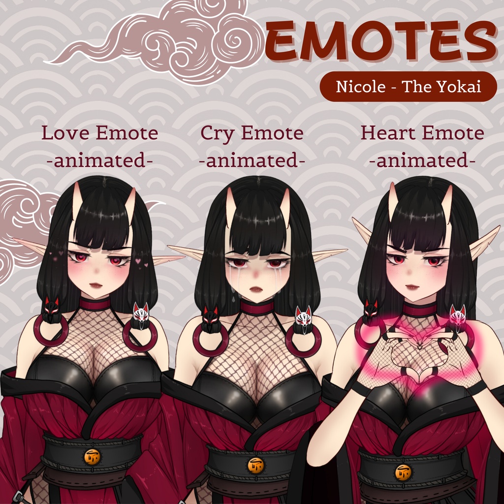 VTuber | Nicole, the yokai | Customizable Live2d premade model for Vtube Studio, streaming on twitch, kick, youtube | >25 emotions / toggles