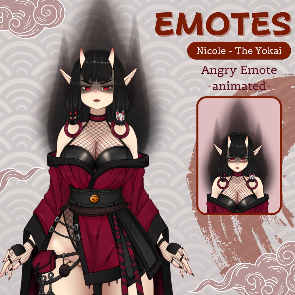 VTuber | Nicole, the yokai | Customizable Live2d premade model for Vtube Studio, streaming on twitch, kick, youtube | >25 emotions / toggles
