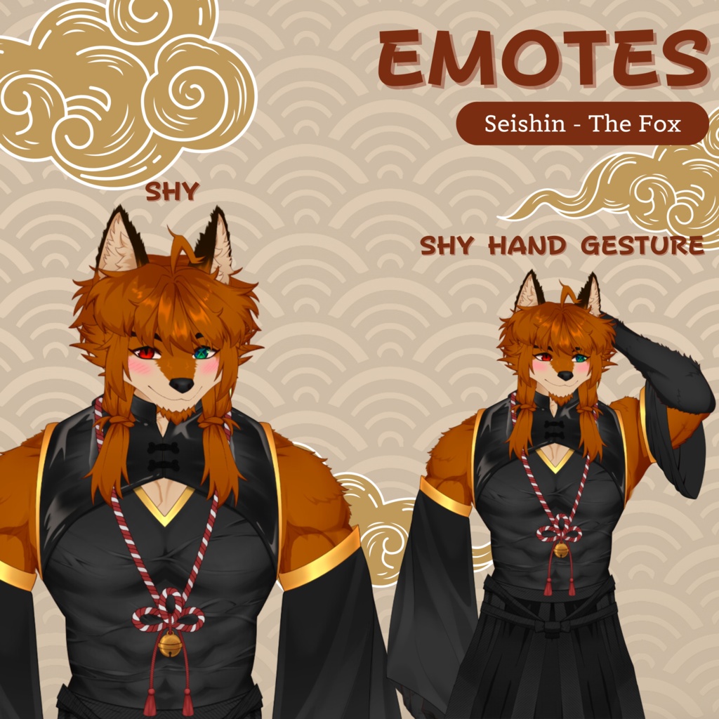 VTuber | Seishin, the fox | Customizable Live2d premade model for Vtube Studio, streaming on twitch, kick, youtube | >15 emotions / toggles