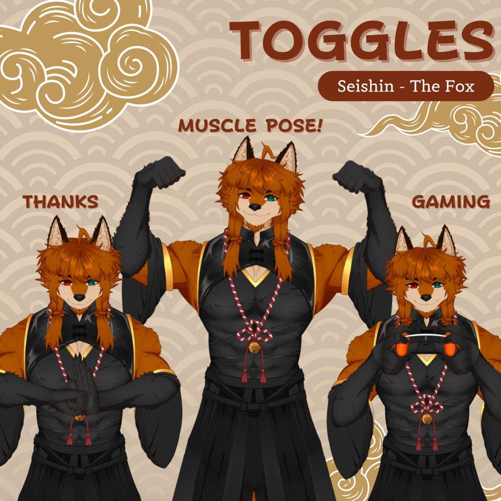 VTuber | Seishin, the fox | Customizable Live2d premade model for Vtube Studio, streaming on twitch, kick, youtube | >15 emotions / toggles