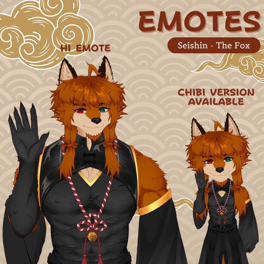 VTuber | Seishin, the fox | Customizable Live2d premade model for Vtube Studio, streaming on twitch, kick, youtube | >15 emotions / toggles