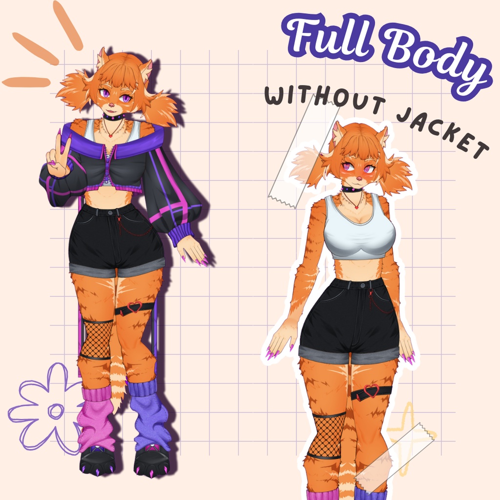 VTuber | Jasmine, the cat | Customizable Live2d premade model for Vtube Studio, streaming on twitch, kick, youtube | >15 emotions / toggles