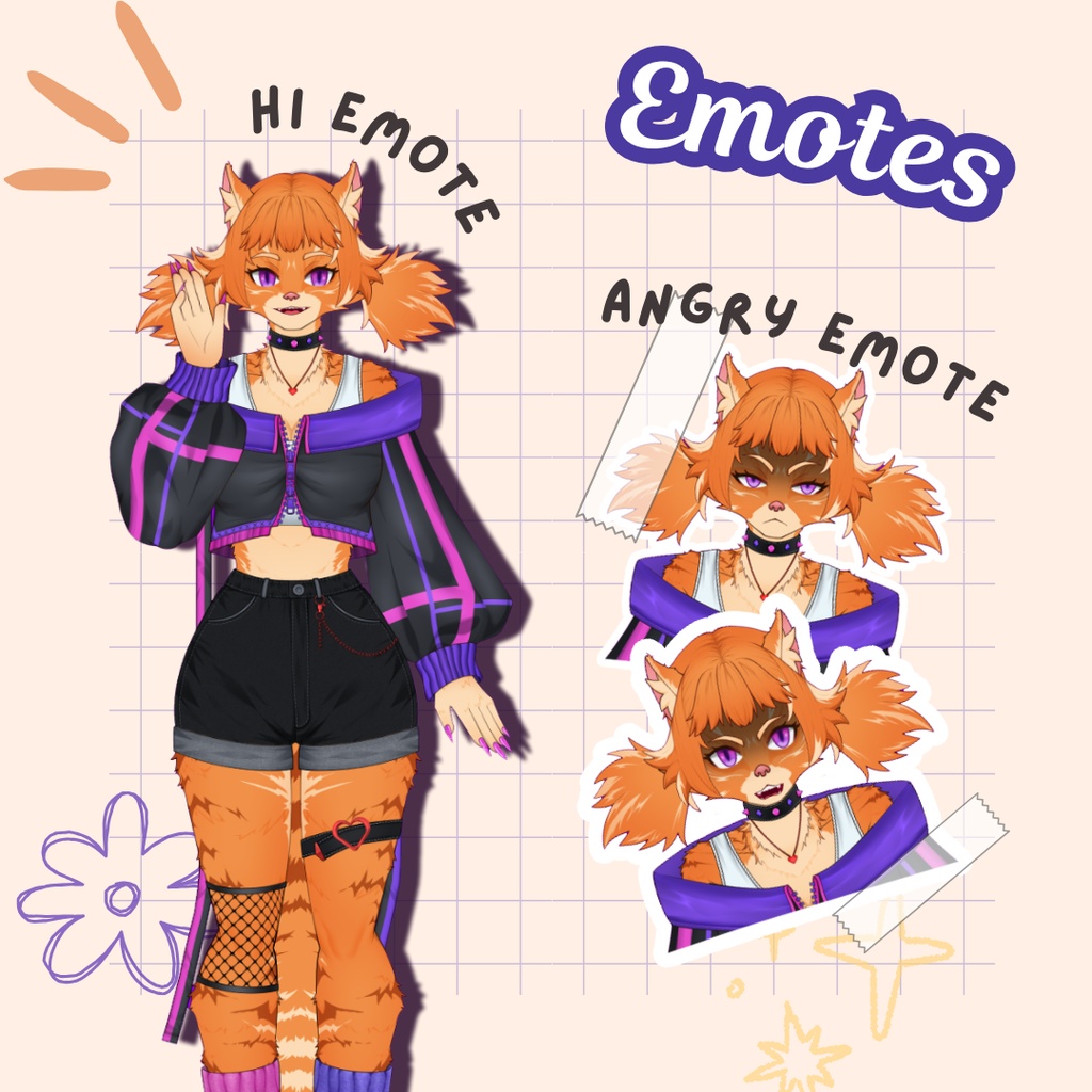 VTuber | Jasmine, the cat | Customizable Live2d premade model for Vtube Studio, streaming on twitch, kick, youtube | >15 emotions / toggles