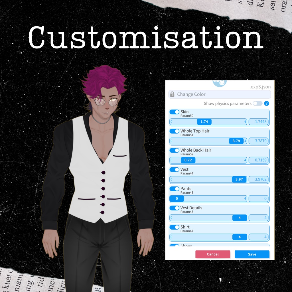 VTuber | Seth, the gentleman | Customizable Live2d premade model for Vtube Studio, streaming on twitch, kick, youtube | >15 emotions/toggles