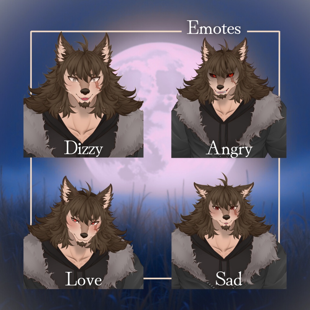 VTuber | Ferox v2, the furry wolf | Customizable Live2d premade model for Vtube Studio, for twitch, kick, youtube | > 20 emotions/toggles