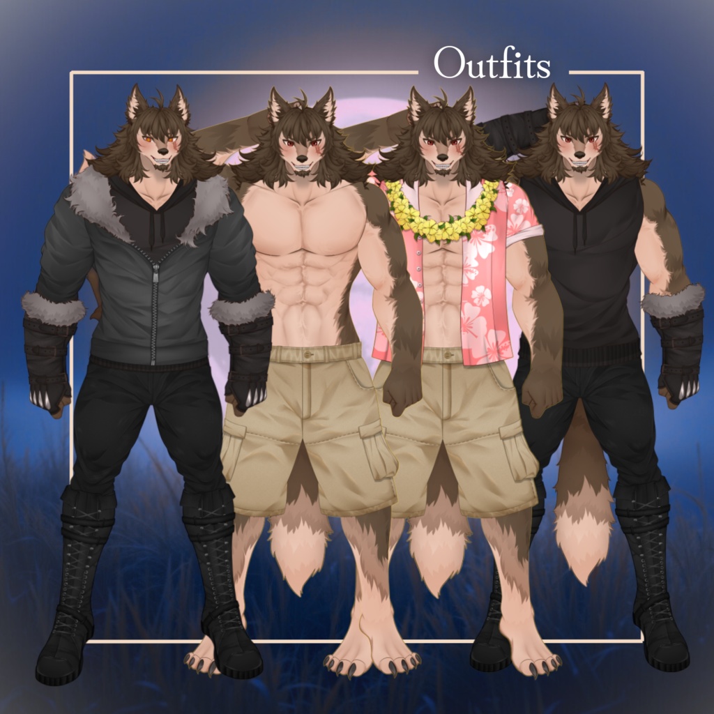 VTuber | Ferox v2, the furry wolf | Customizable Live2d premade model for Vtube Studio, for twitch, kick, youtube | > 20 emotions/toggles